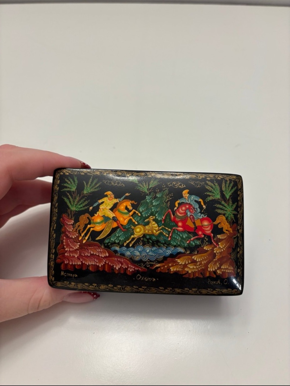 Antique Russian Lacquer Box Papier Mache Palekh Ivan Tsarevich Zmei